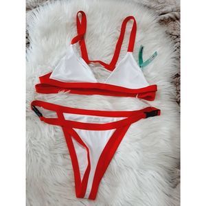 Fashion Nova red white XL cheeky Triangle NWT bikini